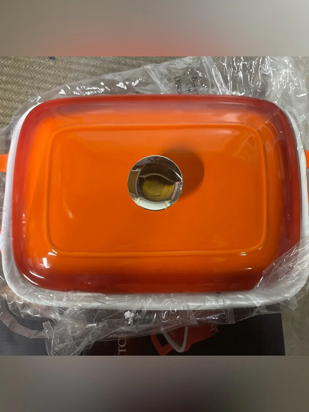 Hells kitchen orange ceramic 4qt bakeware rectangular covered casserole dish